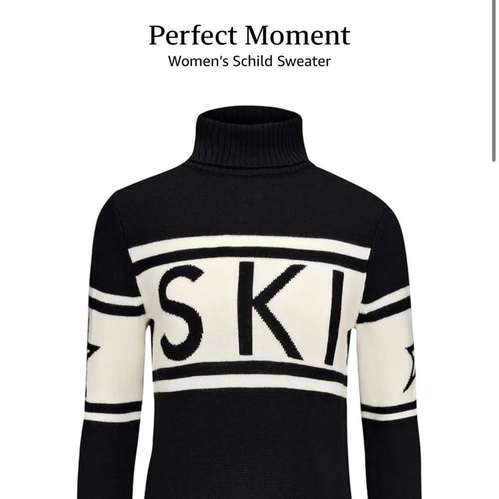 Perfect Moment Black and White Turtleneck Sweater